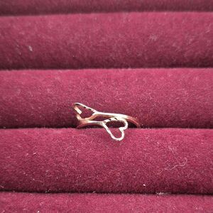 Chic Gold Double Heart 10K Ring
